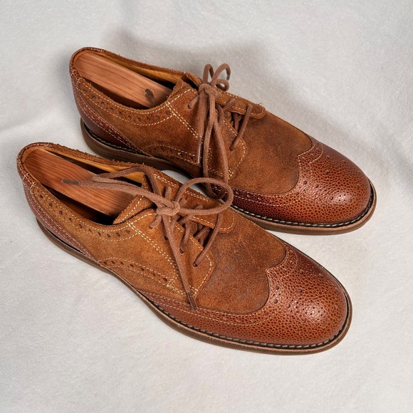 Sperry Gold Cup Bellingham Wingtip Derby Mens 7.5 M Brown Pebbled Leather Suede - Picture 2 of 12